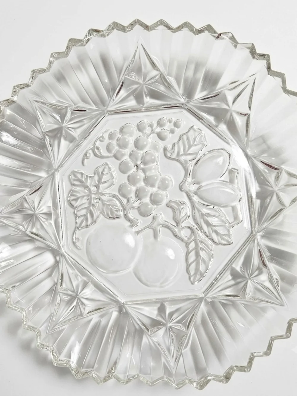 Vintage Clear Pressed Glass Fruit Plates